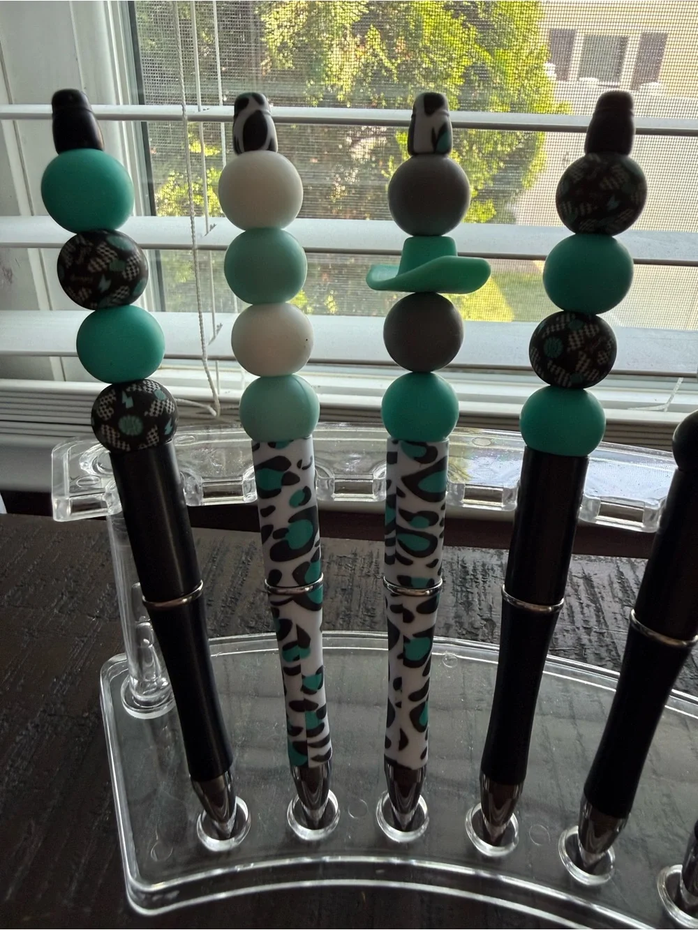 Teal and Black Beaded Pen Set - Home Accents Decor